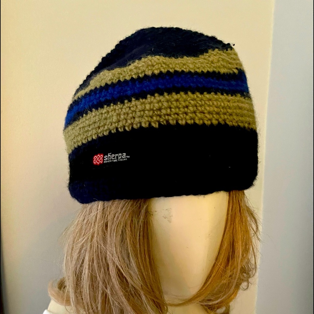 Sherpa Striped hand craft wool knitted  cap